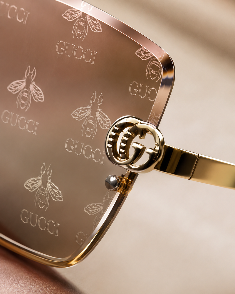 Gucci Square Rimless - Tan Mirror